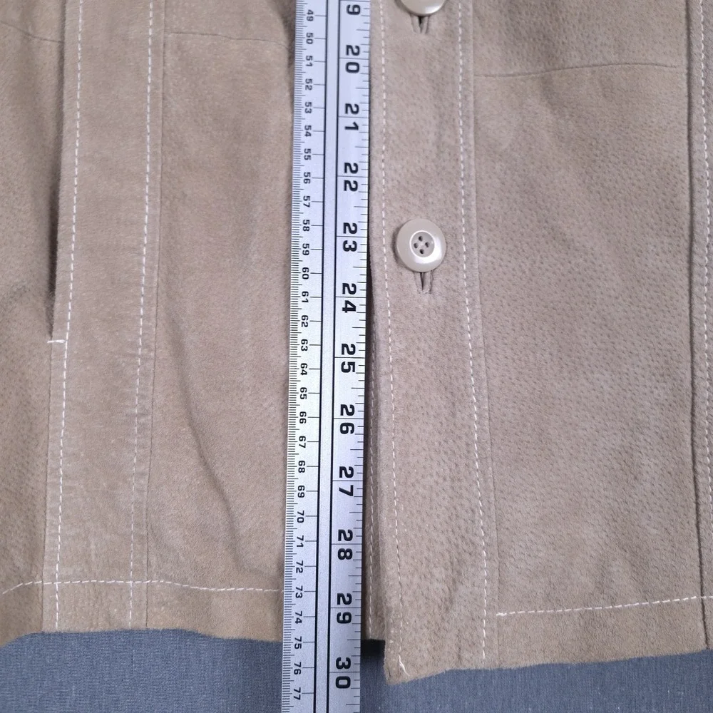 Wilson Suede Jacket Mens Medium Tan Leather Button Up Lined Shacket Hand Pockets